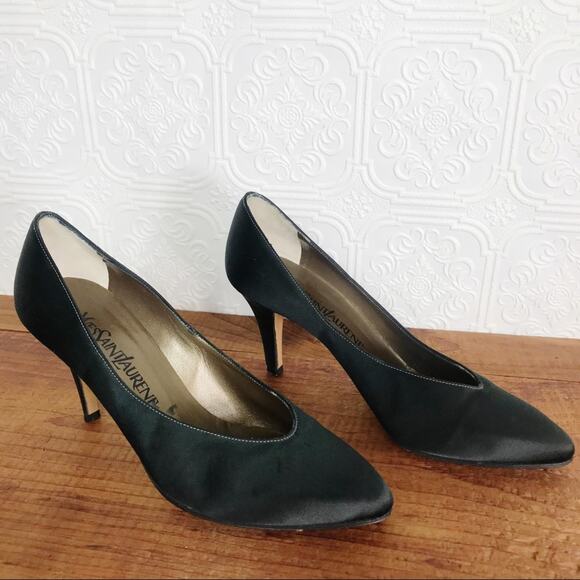 YVES SAINT LAURENT Vintage 90s Satin Stiletto Pumps - Picture 12 of 12